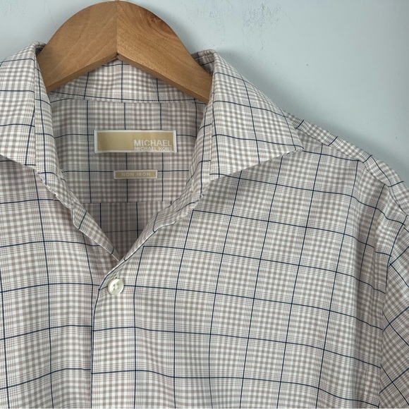 MICHAEL Michael Kors Dress Shirt Button-Up Non Iron Neutral 16 Collar - Picture 1 of 9